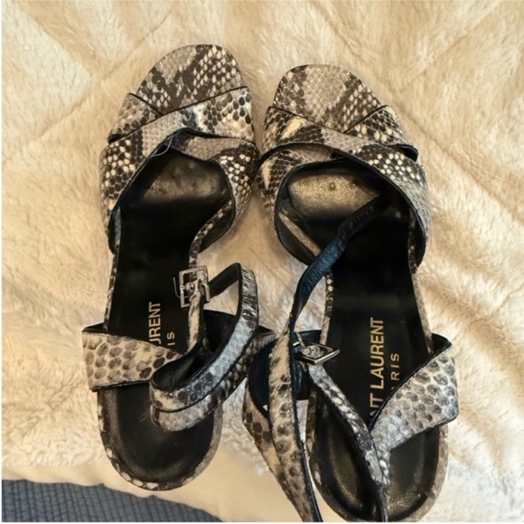 Saint Laurent Snakeskin Sandals - Black and Gray - Picture 1 of 5